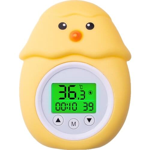 Bath Thermometer Tri-color Backlit Display Fahrenheit and Celsius Room Temperature Chicken Shape Bathtub Safety Temperature