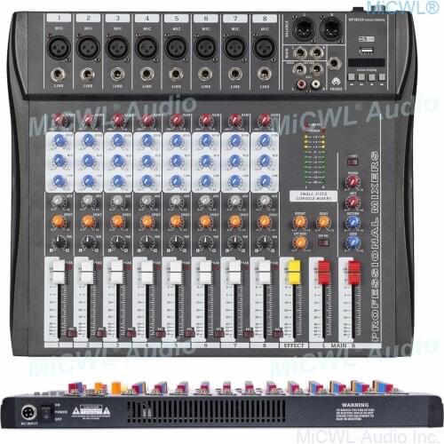 High Quality 8 Microphone Channel Bluetooth Mixing Console Sound Mixer with 48V USB DSP MiCWL CT800