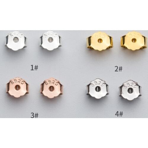20pairs/lot 100% 925 Sterling Silver Earnut Butterfly Earring Backs Rose Gold Earring Nuts Stoppers for DIY Jewelry Findings
