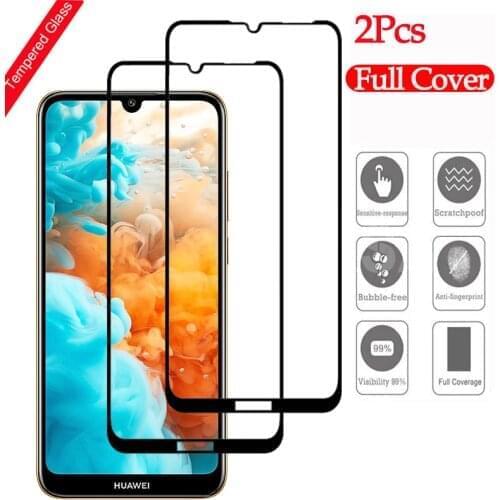 2PC Full Cover Screen Protector Tempered Glass for Huawei Y6 2019 Safety Glass on Y7 2019 Protective Glas Hauwei Y 6 7 Glas Film