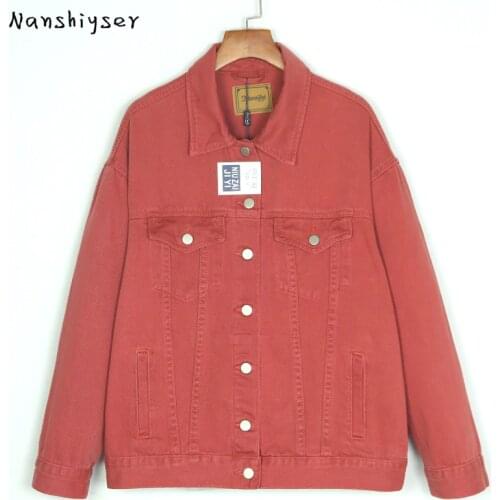 High quality Denim jacket For Women Autumn Harajuku Plus size Solid Chaqueta mujer Mid-length Loose Casual Bomber jacket Fashion