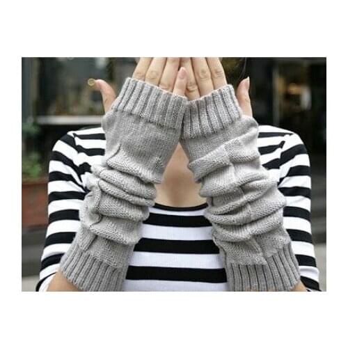 2016 women girls Korea trend long Knitted Fingerless Gloves Arm Warmers 24pairs/lot mixed colors #3900