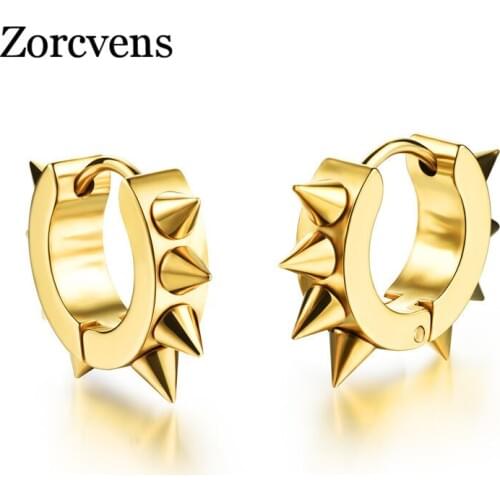 ZORCVENS fashion hiphop small Stud earrings stainless steel punk black ear jewelry for women men accessories