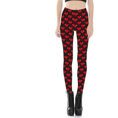 DOUBCHOW Womens Elastic Waist Red Heart Printed Leggings 2020 Footless Stretchy Pants Costume Fitness Work Out Plus Size XL XXXL