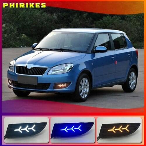 1 Pair 12V ABS LED DRL Daytime Running Lights Fog Lamp Cover Car- styling For SKODA Fabia 2012 2013 2014