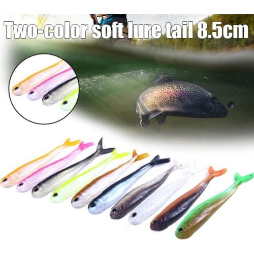10pcs Fishing Shad Lure Soft Bait Two-color 8.5cm 2.6g Tackle Tackle 3d Eyes Jerkbait