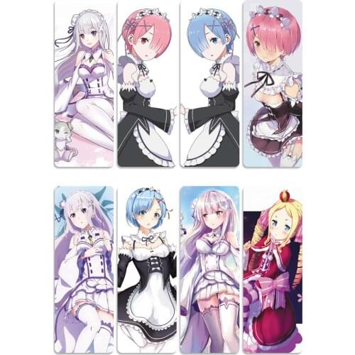 8pcs/set Re:Life in a different world from zero Anime Colorful PVC Bookmarks Rem and Ram Cartoon Cosplay DIY Accessories