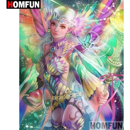 HOMFUN Full Square/Round Drill 5D DIY Diamond Painting "butterfly fairy" Embroidery Cross Stitch 5D Home Decor Gift A08776