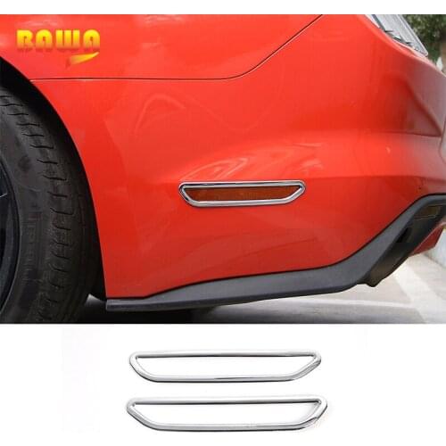 HANGUP ABS Chrome Car Rear Bumper Side Warning Light Decoration Ring Exterior Accessories for Ford Mustang 2015 Up Car Styling