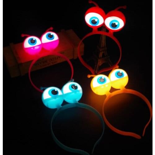 Free Shipping 12PCS Led Glasses Luminous Aliens Eyes Hair Headband Party Decoration Adults Kids Unisex Rave Festival Toy Supplie