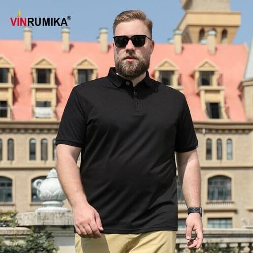 Large Size M-8XL Mens Summer 95% Cotton Black White Pure Color Casual Thin Breathable Short Sleeve Polos Shirts 5XL 6XL 7XL 8XL