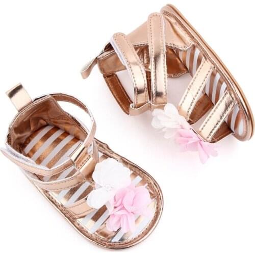 Summer 0-18M Infant Kid Baby Girls PU Sandals Princess Boots Flower Shoes Toddler Rubber Sole Anti-slip Shoes