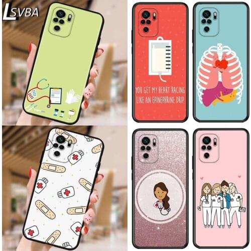 Nurse Medical for Xiaomi Redmi Note 10 10S 9 9T 9S 9Pro Max 8T 8Pro 8 7 6 5 Pro 5A 4X 4 Soft Black Phone Case