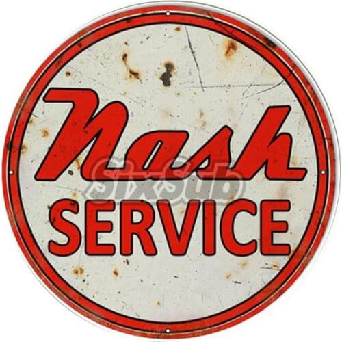Format Nash Service Station Sign Round retro car moto stickers decals# 027011