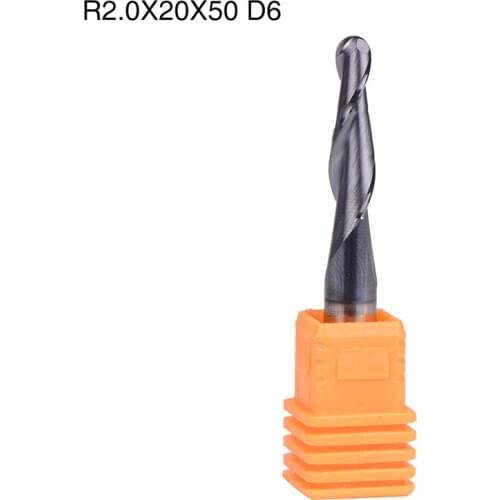 2PCS R2*D6*20*50L*2F HRC55 Milling cutters for Aluminum CNC Tools Solid Carbide CNC flat End mills Router bits