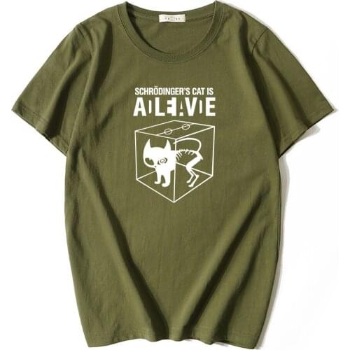 Men T-shirts Tops Schrödingers cat Print Summer Tshirts Streetwear Causal O-neck Unisex T-shirt High Quality Men Women Clothing