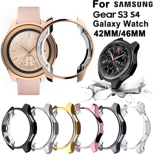 Electroplated Case for Samsung Gear S3 S4 Galaxy Watch 46mm 42mm Soft TPU All-Around Protective Bumper Frame Edges Around