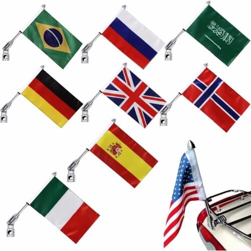 Chrome Adjustable Pole Mount Flag For Harley Dyna Street Glide Road King&Universal Motorcycle Modles
