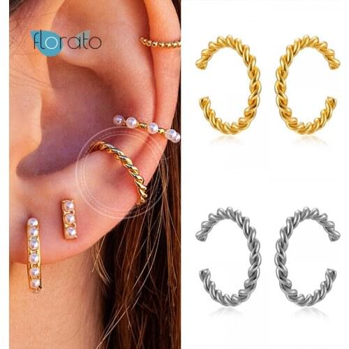 24k Gold-Plated Silver Spiral Pattern Ear Cuff Cuffs Earring Piercing Non Piercing Clips Slim Simple Wedding Rock Punk Jewelry