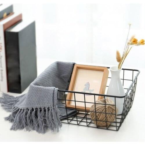 Behogar Metal Iron Wire Desktop Storage Basket Organizer Holder for Home Office Rooms Fruit Snacks Cosmetic Books Magazines