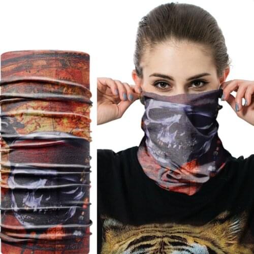 Fashion Cycling Headwear Outdoor Sports Magic Ring Skull Neck Bandana Printing Variety Turban Hood Multi-Function Magic Scarves