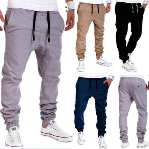 US Mens Twill Jogger Pants Urban Hip Hop Harem Casual Trousers Slim Fit Elastic