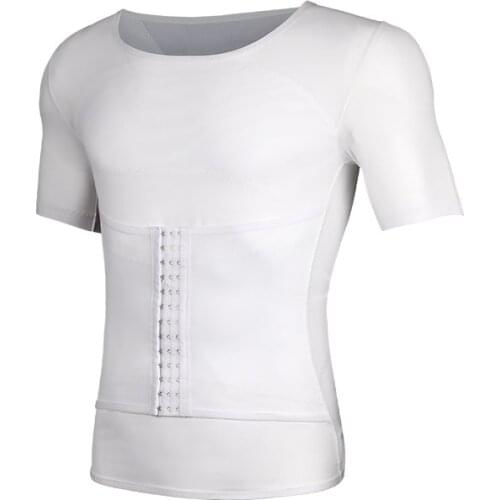 Mens Corset T-shirts Slimming Vest Body Shaper Belly Control Posture Compression Shirt Underwear Waist Trainer Elastic Corset