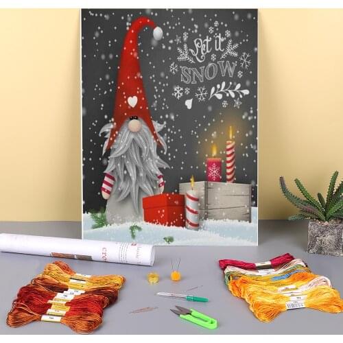 Christmas Santa Claus Printed Water-Soluble Canvas 11CT Cross-Stitch Full Kit DIY Embroidery DMC Threads Knitting Gift
