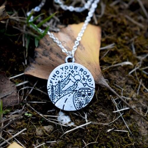 Find your road necklace mountain hiking jewelry