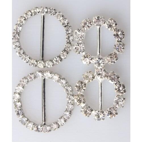 New 22mm/17mm 9/10" 7/10" Round Clear Button Invitation DIY Ribbon Slider For Wedding Supplies Rhinestone Embellishments