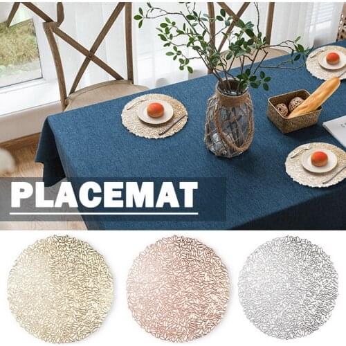 Dining Table PVC Plastic Bronzing Hollow Insulation Coaster Hibiscus/Decor Melon seeds texture Pads Table Bowl Mats 38cm