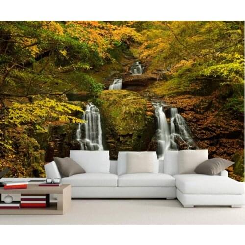 Papel de parede,Waterfalls Autumn Branches nature wallpaper,restaurant living room sofa TV wall bedroom kitchen 3d wallpaper