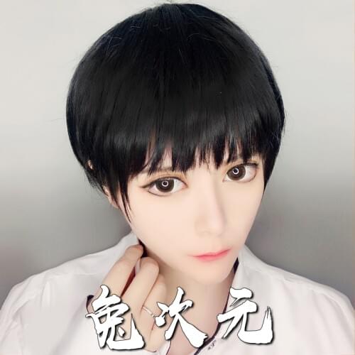 Anime Mob Psycho 100 Shigeo Kageyama Cosplay Wigs Short Black Heat Resistant Synthetic Hair Perucas Wig + Wig Cap