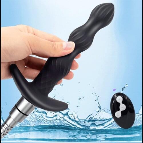 Remote Control Anal Water Spraying With Anus Douche Enema Cleaner Anal Beads Vibrator Adult Toys For Women Male Prostate Massage