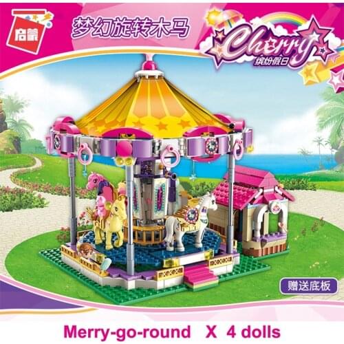ENLIGHTEN Girls City Friends Princess Fantasy Carousel Colorful Holidays Building Blocks Sets Kids Toys Compatible