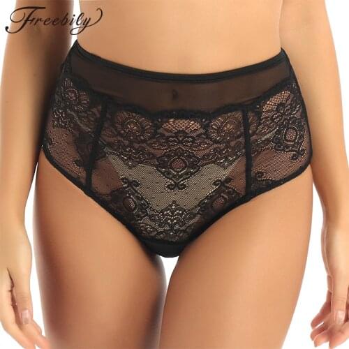 Sexy Panties Women High Waist See Through Lace Thongs and G Strings Underwear Ladies Hollow Out Underpants Intimates Lingerie
