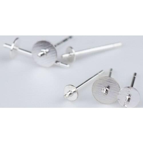 5 pairs/lot 100% 925 Sterling Silver Stud Earrings 3mm 4mm 5mm Round Pad Pearls Earring Pins DIY Jewelry Making For Women Gift