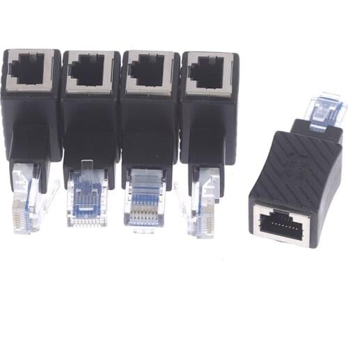 1 Pcs Network Extension Adapter RJ45 Male To Female Converter 90 Degree Extension Adapter for Cat5 Cat6