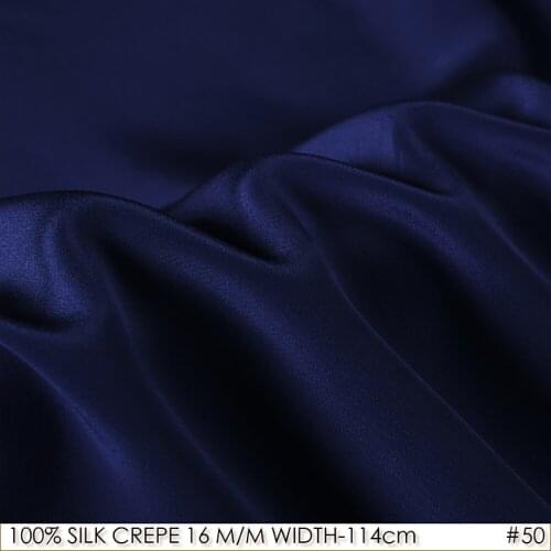 SILK CREPE DE CHINE 114 cm width 16 m/m /100% Pure Mulberry Silk Matt Color Women Evening Dress Fabric Dark Royal Blue NO 50