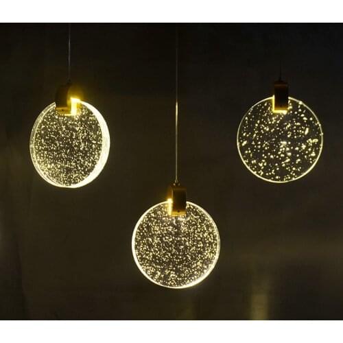 Modern Round Pendant Light Crystal Hanglamp for Bedroom Living Room Restaurant Indoor Home Decor Lighting Fixtures Led Gold Lamp