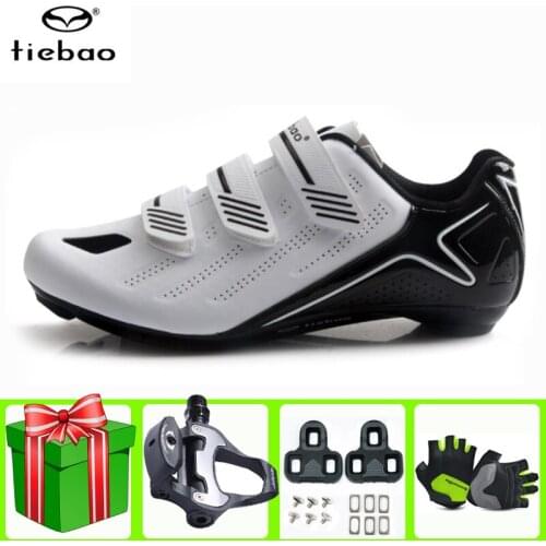 Tiebao Road Cycling Shoes Sapatilha Ciclismo Add Pedals Set Men Sneakers Self-locking Breathable Outdoor Nylon Sole Bike Shoes