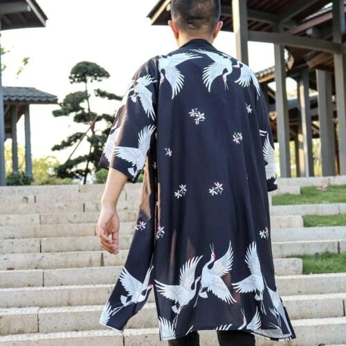 Japanese kimono cardigan men haori yukata male samurai costume clothing kimono jacket mens kimono shirt yukata haori