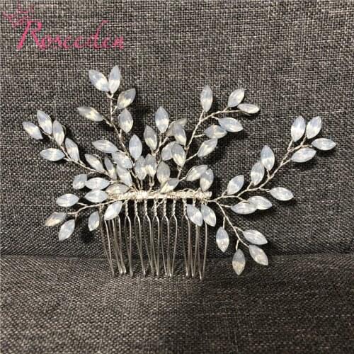 Handmade Opal Wedding Hair Accessories Crystal Bride Hair Combs Hair Jewelry Women Hair Ornaments Headpieces for Bride RE3842