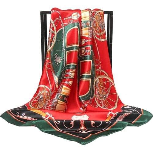 High-quality luxury fashion ladies' silk scarves 90*90cm new print chain rope tassel ladies' silk scarves big square scarf