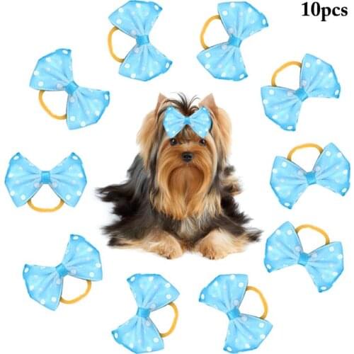 10PCS Pet Hair Bow Decorative Cute Dog Topknot Bow Dog Knotted Bow With Rubber Band Multicolor Pet Accessories For Party Decor