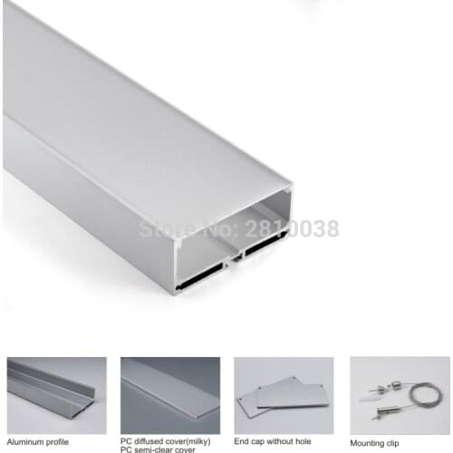 10 X 2M Sets/Lot Office lighting led strip aluminum channel and super wide u alu extrusion for pendant or suspension light