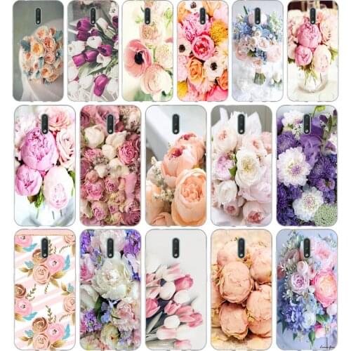 116FG Drawn Peony Delicate Flower gift Soft Silicone Tpu Cover phone Case for Nokia 2.1 2.3 3 3.1 4.2 5 5.1 Plus 7.2 6 8