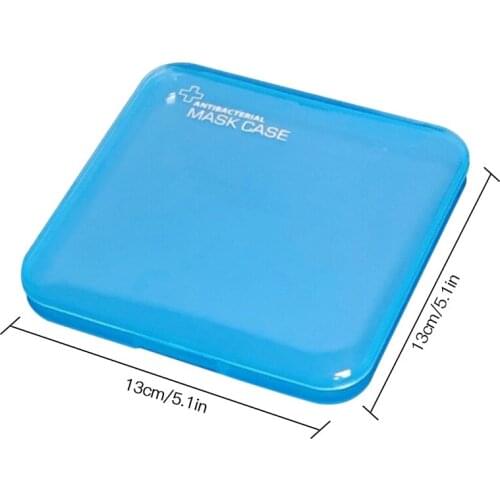 2 Pieces Mouth Cover Storage Single Use Mouth Cover PP Organizer Case Portable Box, Transparent, Blue