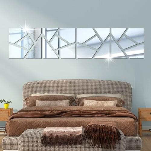 2021 New 3D Mirror Wall Stickers adesivo de parede Square Self-Adhesive Mirror Sticker Home Decoration Accessories Modern 4Pcs