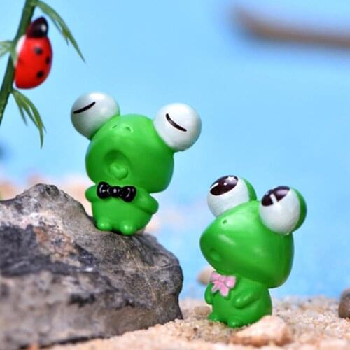 6Pcs Mini Frog Figurine Model Ornament Fairy Garden Bonsai Micro Landscape Decor eco-friendly material mini frog figurines